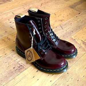 Vegan 1460 lace up boots cherry red